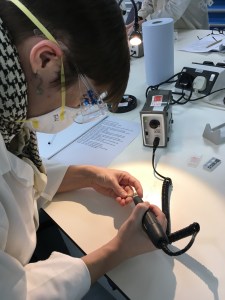 Emily drilling samples